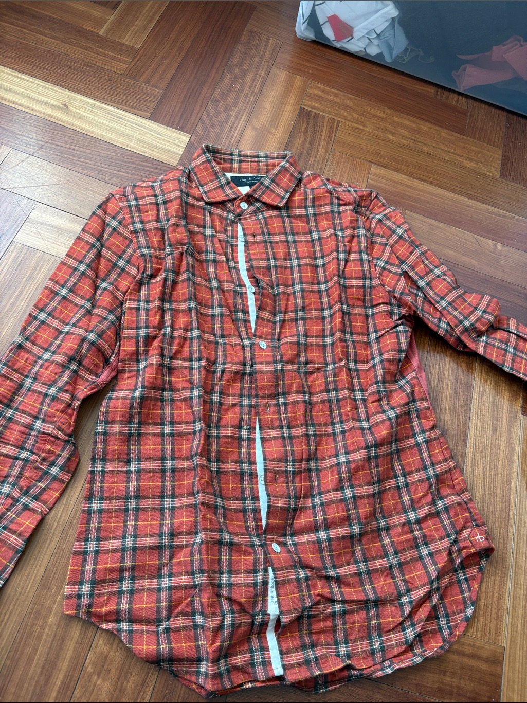 Rag & Bone Men's Red Plaid Button-Up Shirt